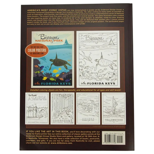 Anderson Design Group Illustrated National Parks Coloring Book back cover