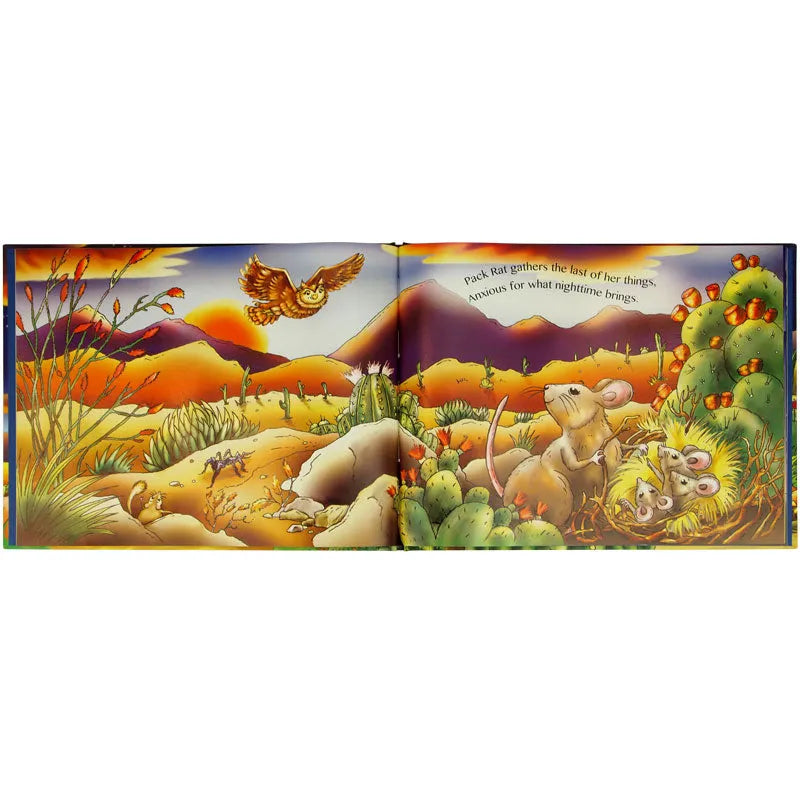 Interior pages from Who-o-o's Awake in the Desert by Jenny Hold and illustrated by H.M.