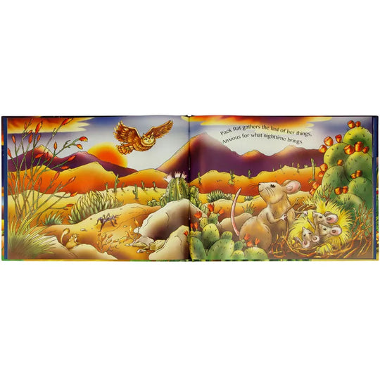 Interior pages from Who-o-o's Awake in the Desert by Jenny Hold and illustrated by H.M.