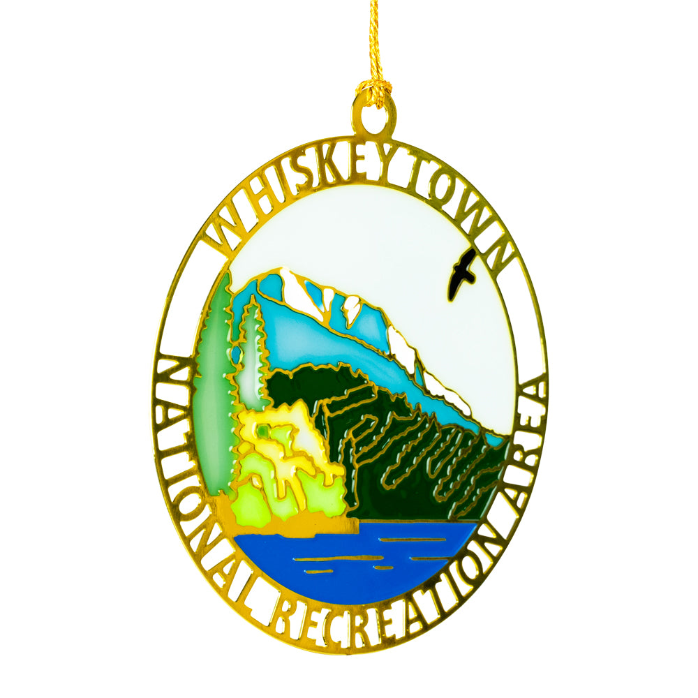 Decorative ornament with Whiskeytown National Recreation Area design on a white background