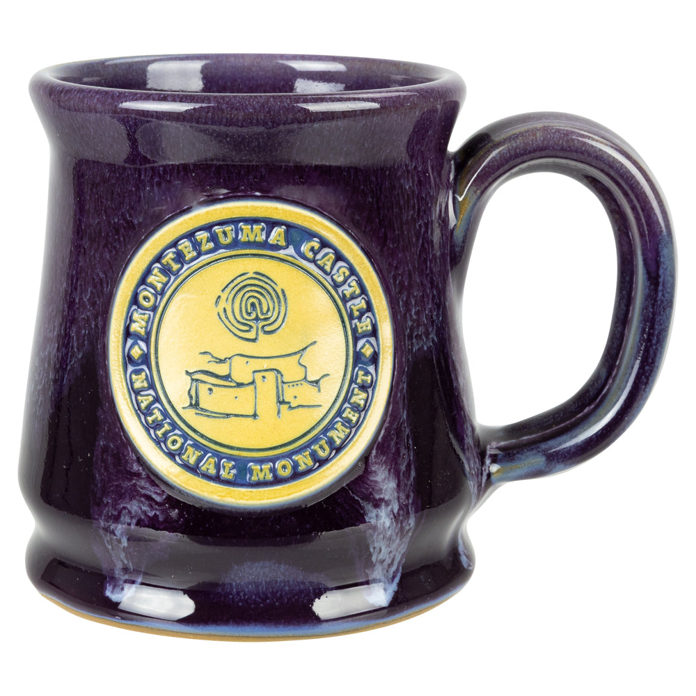 Montezuma Castle National Monument Footed Mug in plum with lilac white glaze from Deneen Pottery