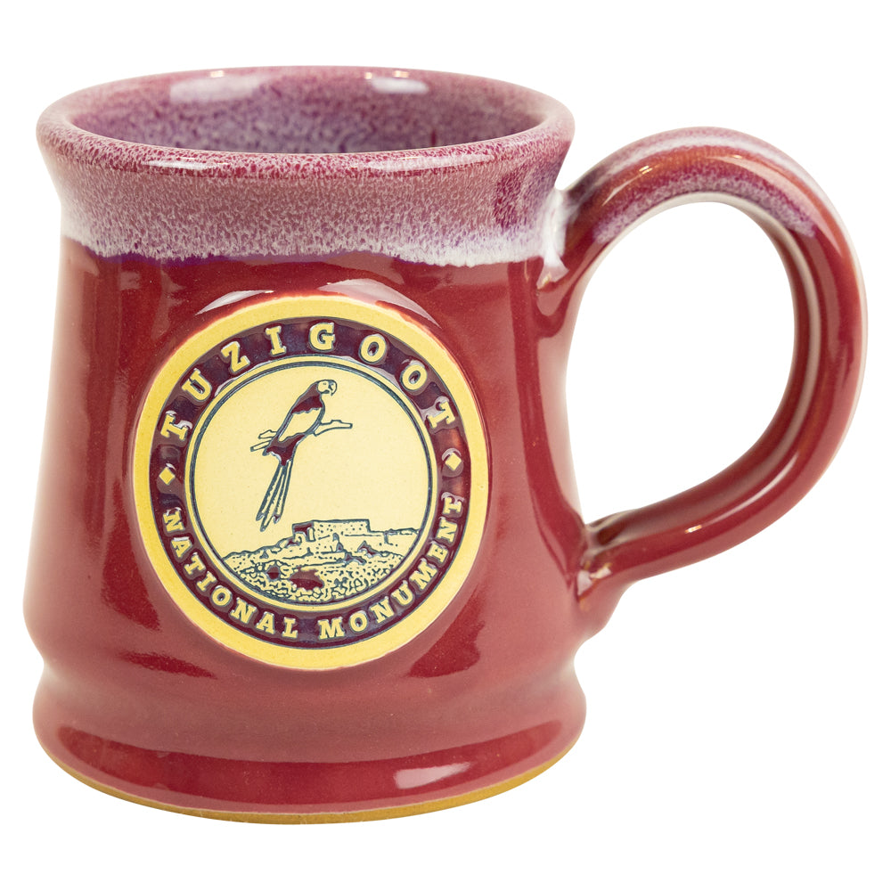Tuzigoot National Monument Mug in cranberry with lilac white glaze from Deneen Pottery