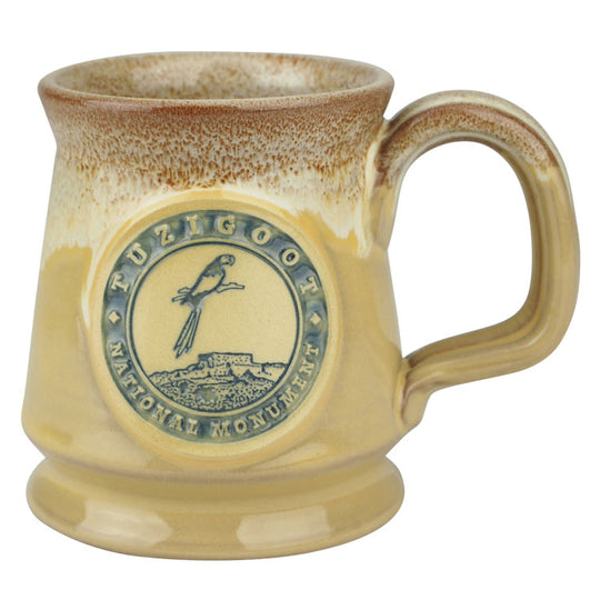 Tuzigoot National Monument Mug in light dijon with white glaze from Deneen Pottery