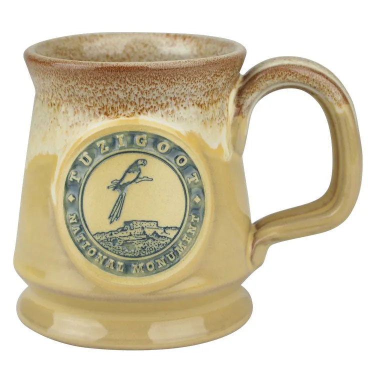 Tuzigoot National Monument Mug in light dijon with white glaze from Deneen Pottery