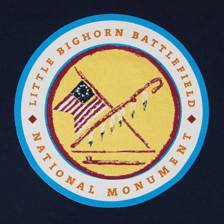 Little Bighorn Battlefield National Monument T-Shirt detail of round logo