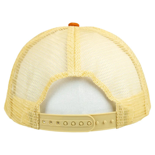 Yellow mesh cap with a white interior on a white background