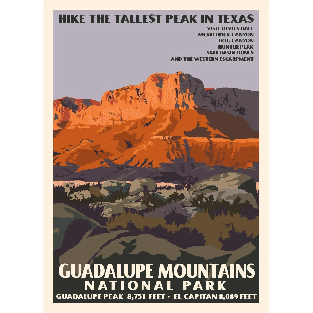 Guadalupe Mountains National Park Retro Ranger Giclee Poster