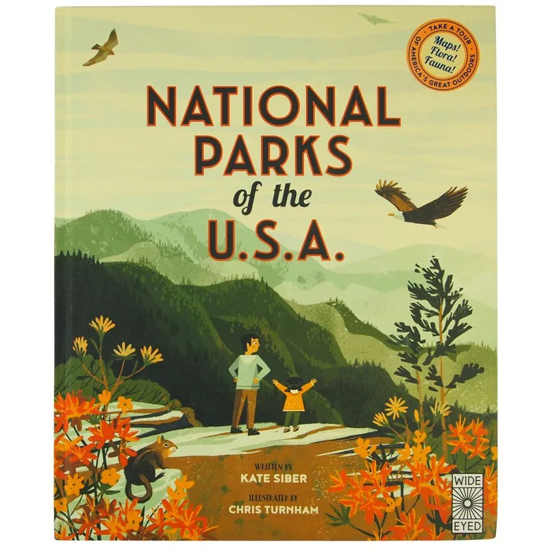 Front cover of National Parks of the USA children's book by Kate Siber and illustrated by Chris Turnham