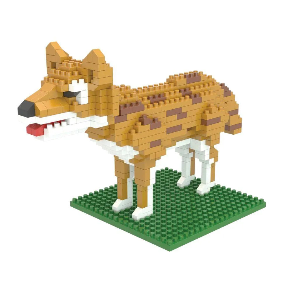 Mini block set of a coyote against a white background.