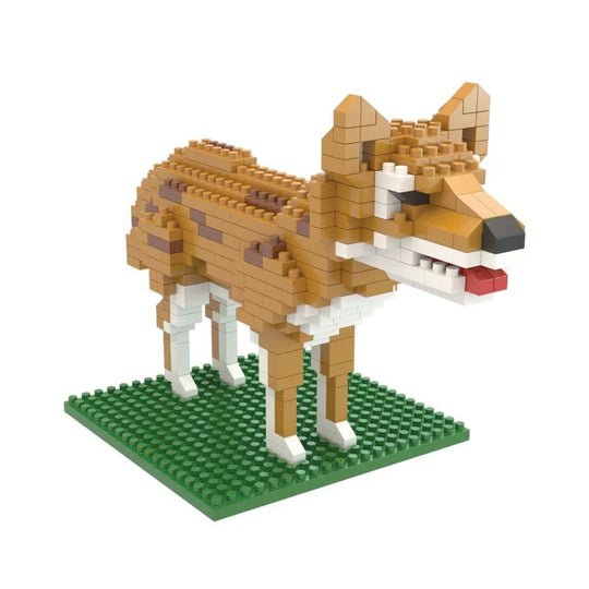 Mini block set of a coyote against a white background.