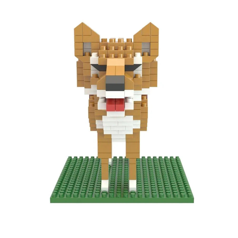 Mini block set of a coyote against a white background.