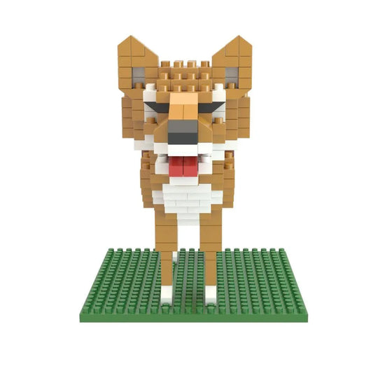 Mini block set of a coyote against a white background.