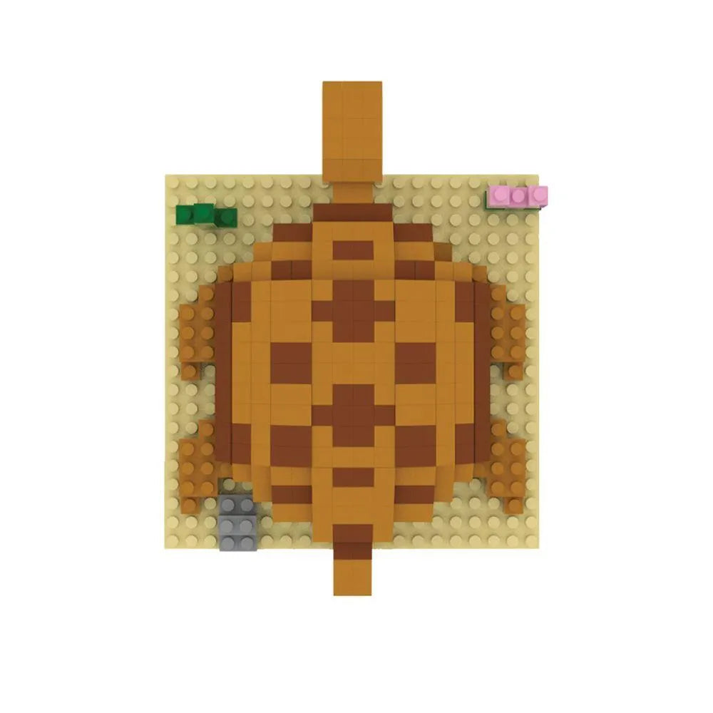 A mini block set of a desert tortoise against a white background