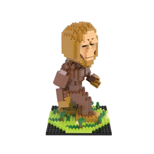 A mini block figure of Bigfoot against a white background