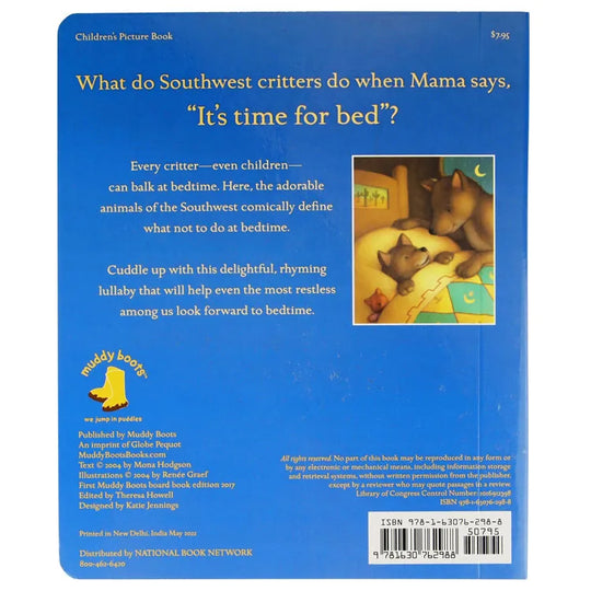Back cover of Bedtime in the Southwest by Mona Hodgson and illustrated by Renee Graef