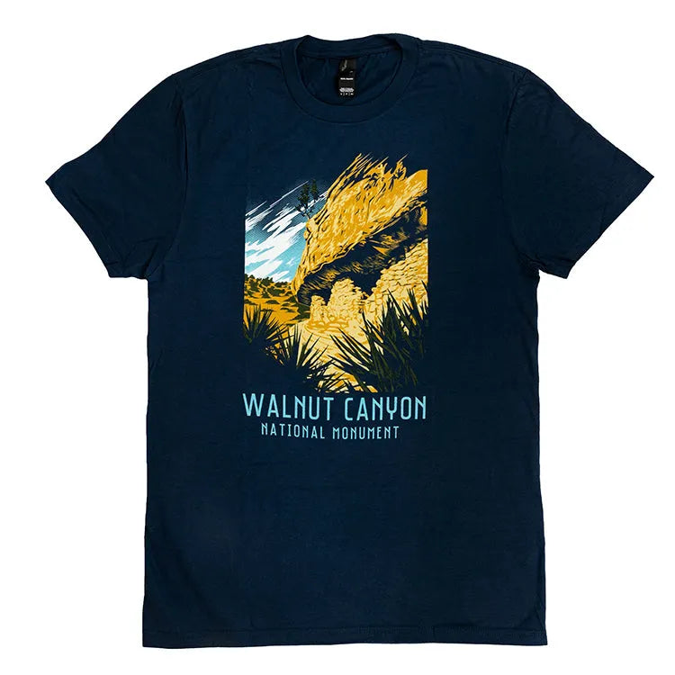 Walnut Canyon National Monument T-Shirt - Milestone lay flat front view