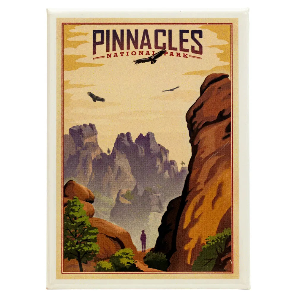 Pinnacles National Park Magnet - Lithograph on a white background