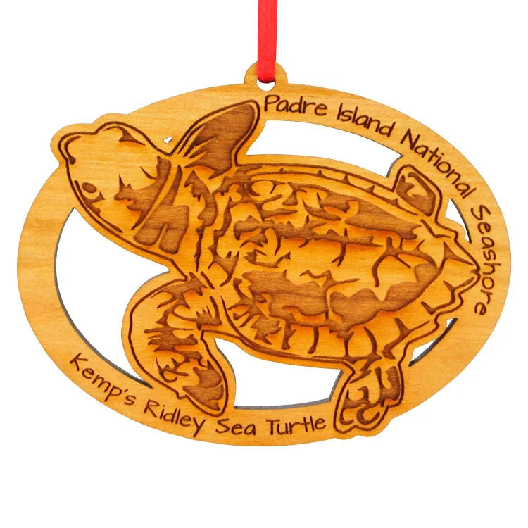 Padre Island National Seashore Wood Ornament - Turtle