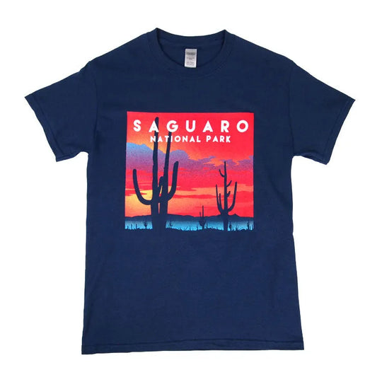 Saguaro National Park T-Shirt - Sonoran Sunset lay flat front view