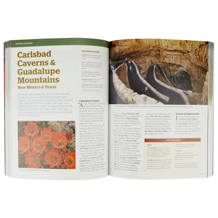 Interior pages about Carlsbad Caverns and Guadalupe Mountains National Parks