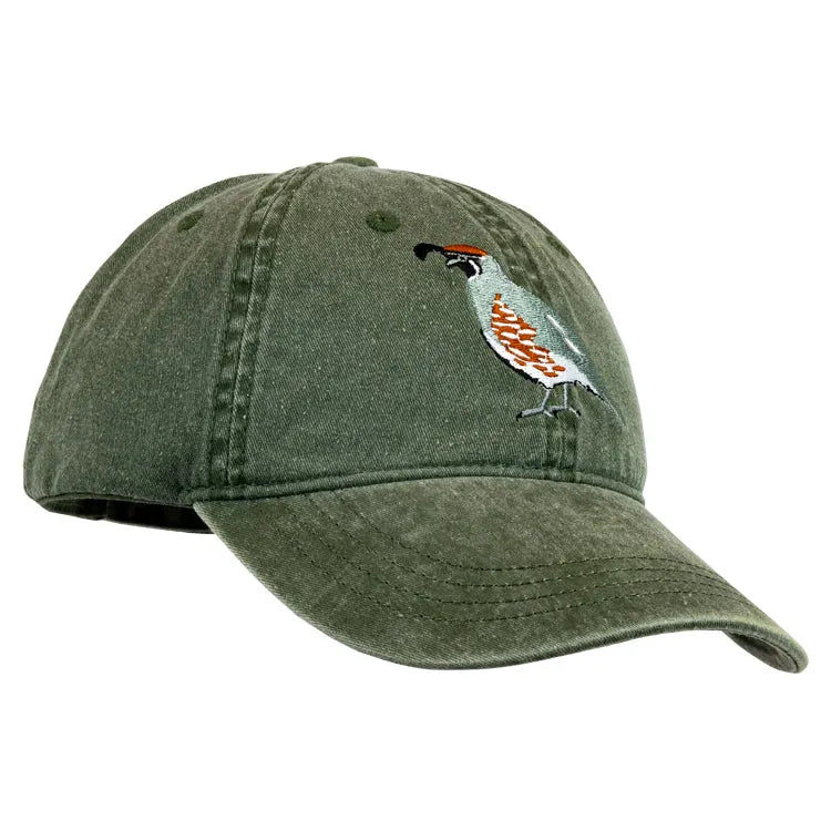 Gambel's Quail Embroidered Cap Facing Left