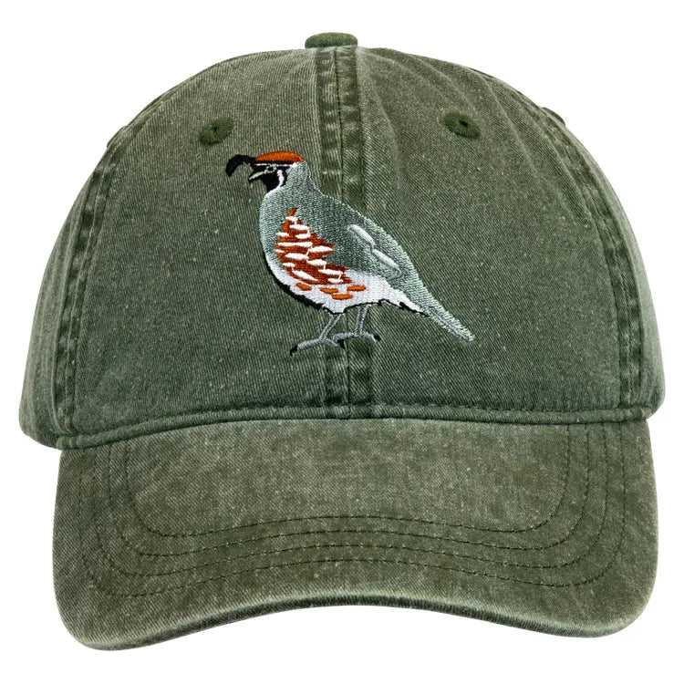 Gambel's Quail Embroidered Cap Front View