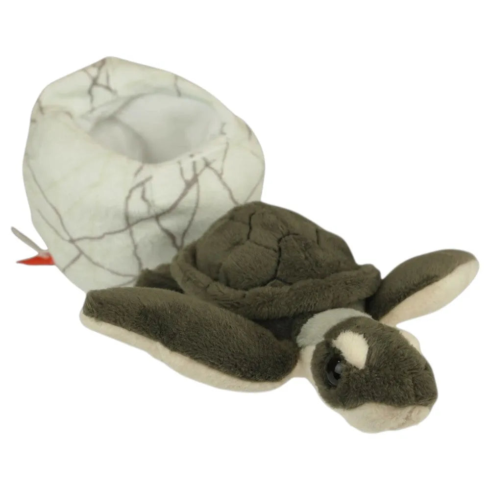 A plush sea turtle toy with a white shell featuring gray crackle-like lines, shown on a plain white background.