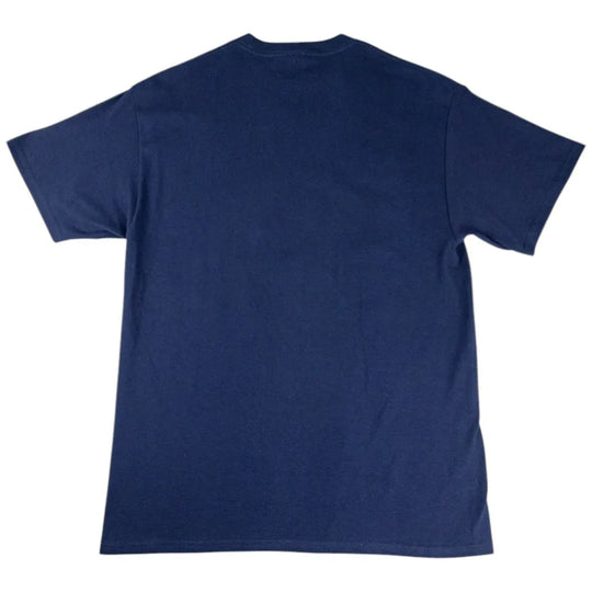 Navy blue t-shirt on a white background