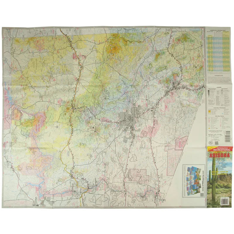Arizona Topographic Recreational Map Front