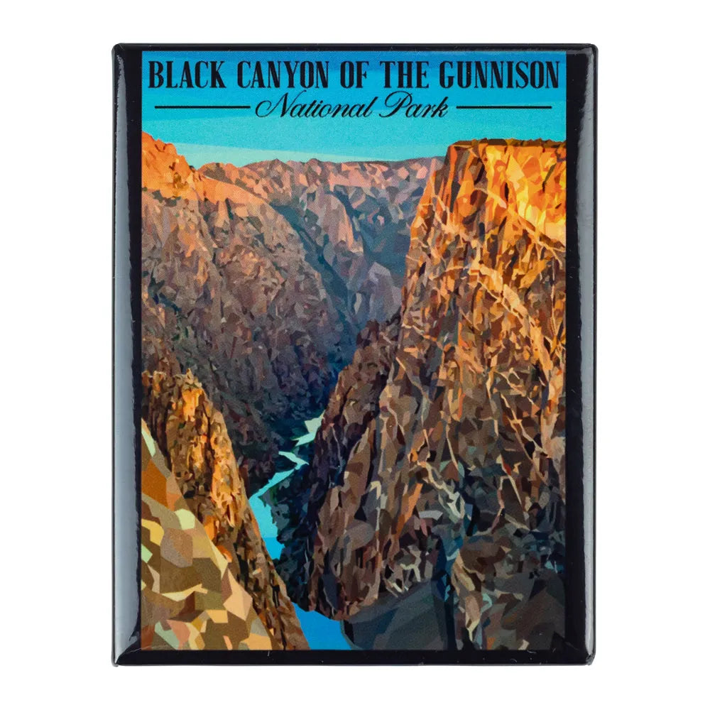 Magnet depicting Black Canyon of the Gunnison National Park with a blue border.
