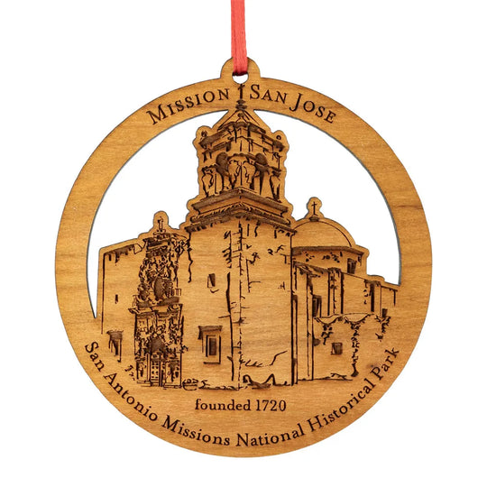San Antonio Missions National Historical Park Wood Ornament - San Jose on a white background