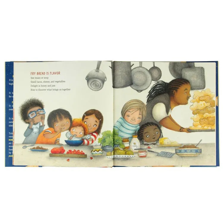 Interior illustrated pages of Fry Bread: A Native American Family Story a children's book by Kevin Noble Maillard