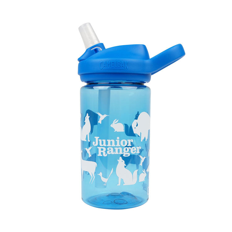 Blue Junior Ranger Eddy+ Water Bottle on a white background