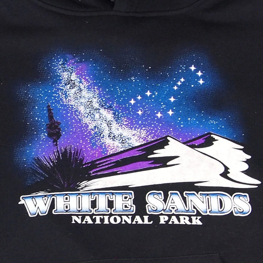 White Sands National Park Hoodie night sky logo detail