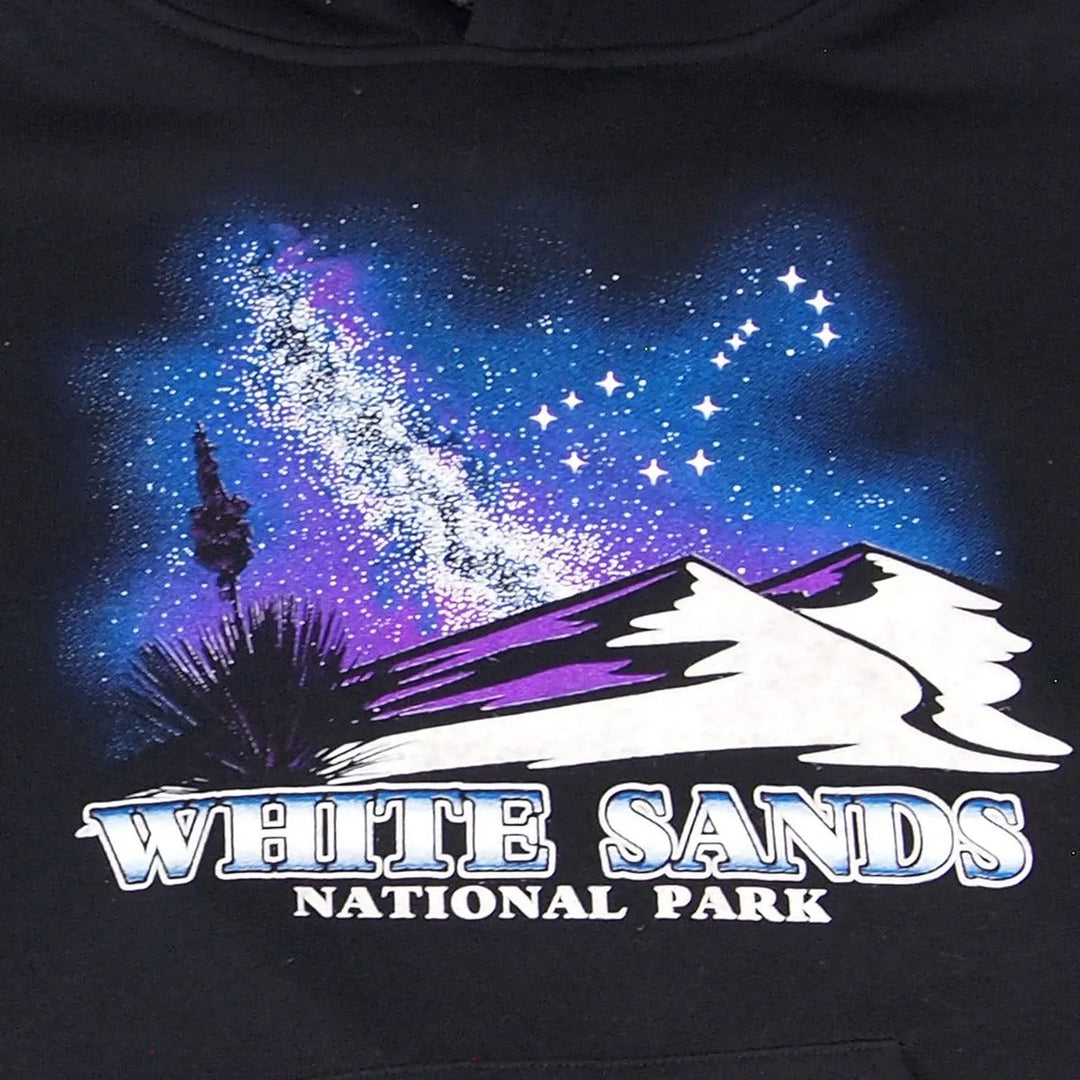 White Sands National Park Hoodie night sky logo detail