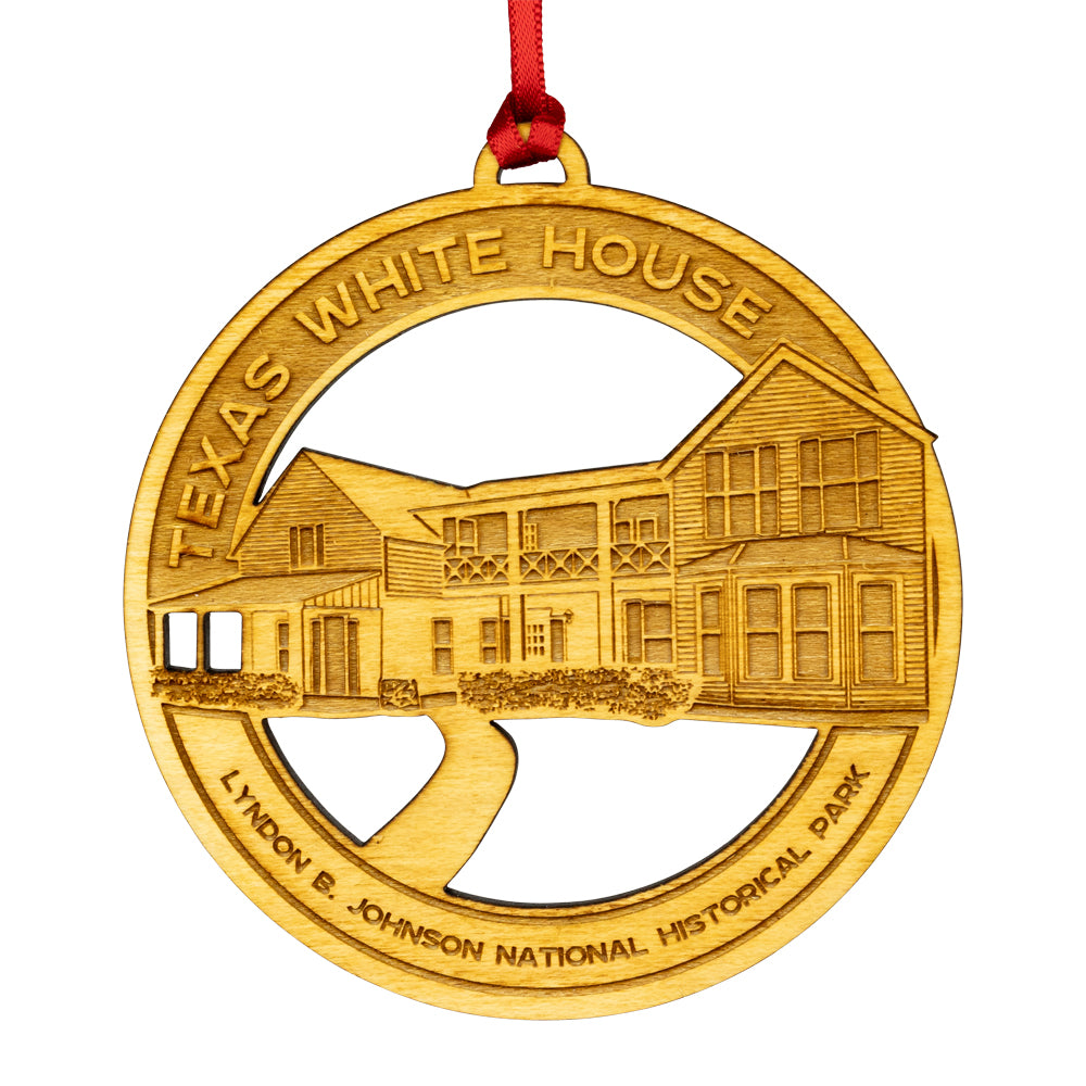 Lyndon B. Johnson National Historical Park Wood Ornament on white background