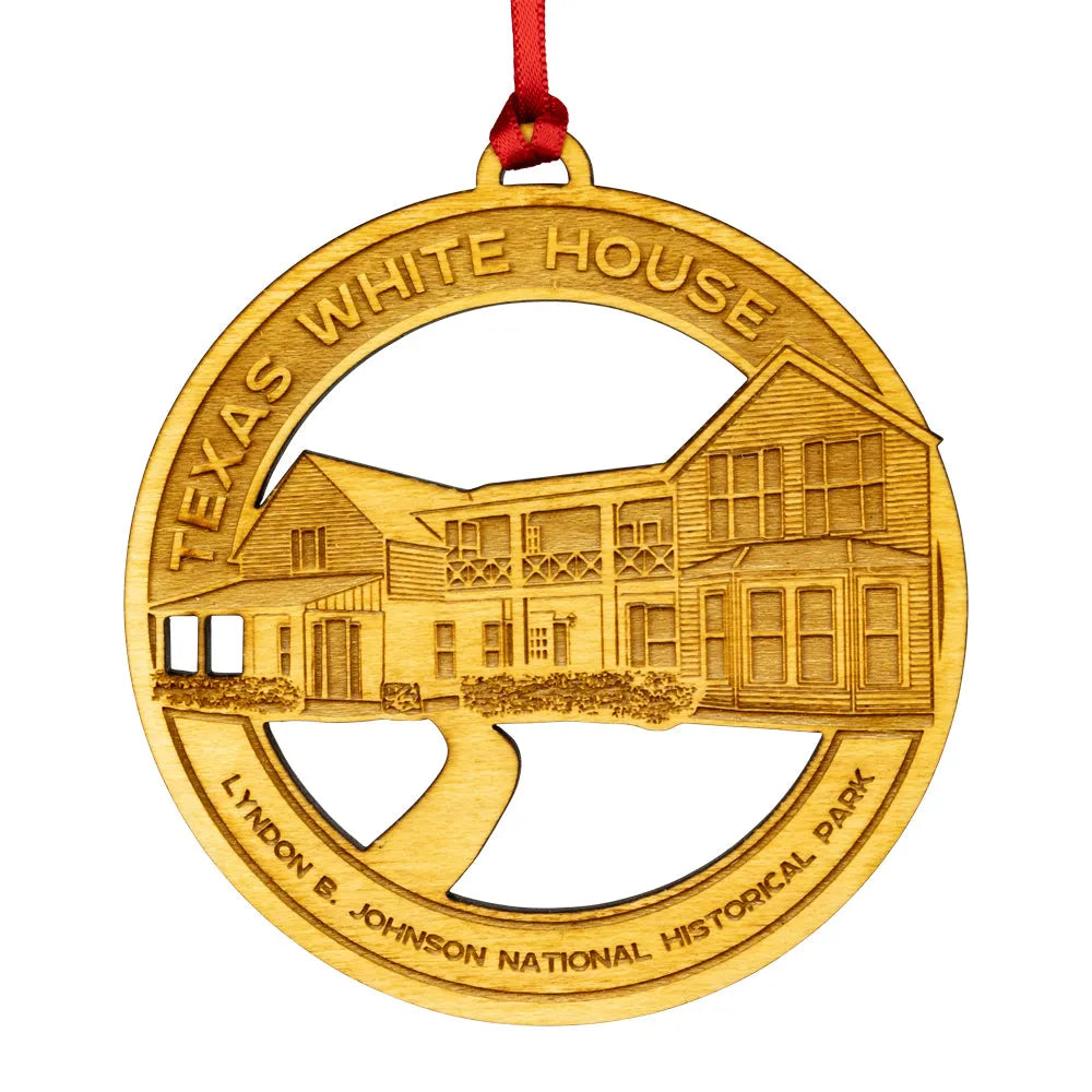 Lyndon B. Johnson National Historical Park Wood Ornament on white background