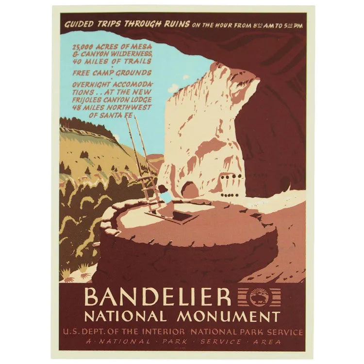 Bandelier National Monument Sticker - WPA Style