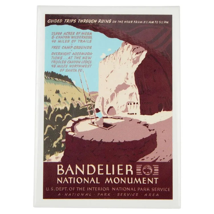 Bandelier National Monument Magnet - WPA Style