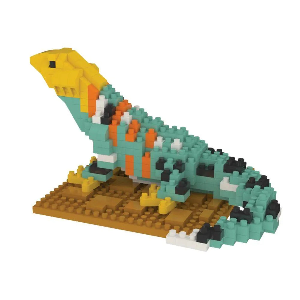 Mini block set of a collared lizard against a white background