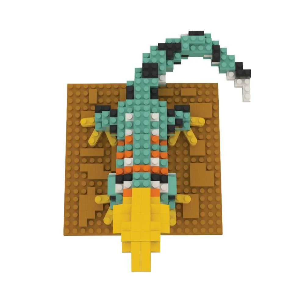 Mini block set of a collared lizard against a white background