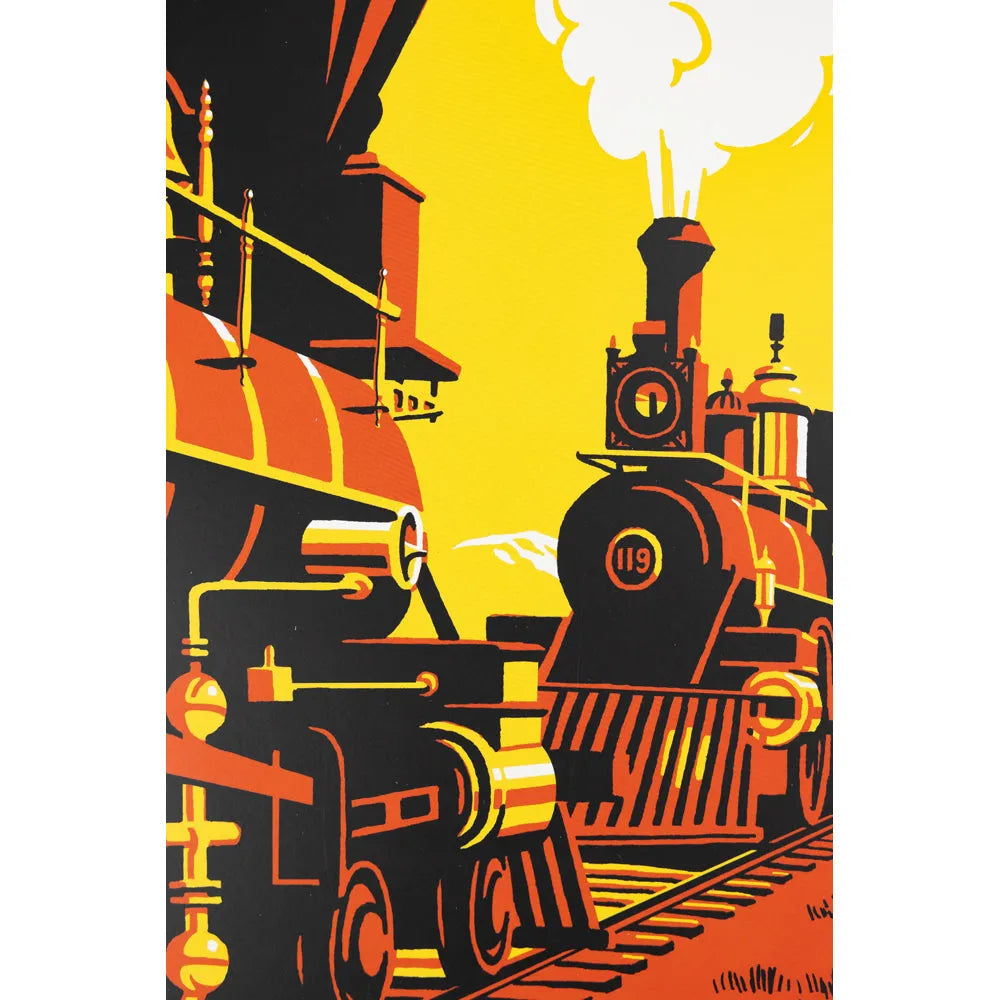 Golden Spike National Historical Park Poster - Two Trains detail