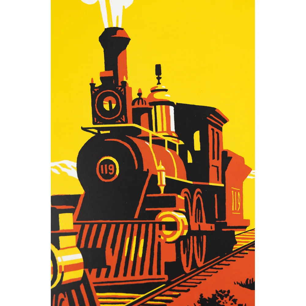 Golden Spike National Historical Park Poster - Two Trains 119 closeup