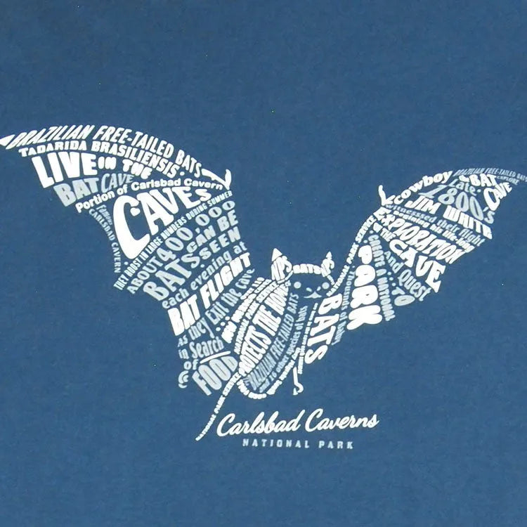 Carlsbad Caverns National Park Bat Typography Logo Detail