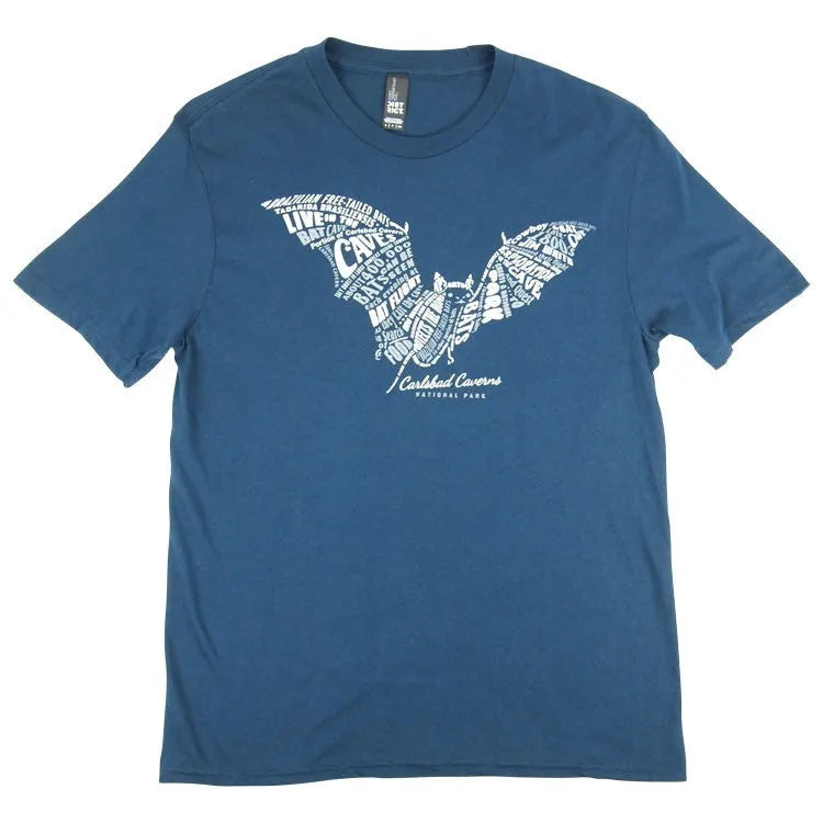 Carlsbad Caverns National Park Bat Typography T-Shirt Front View