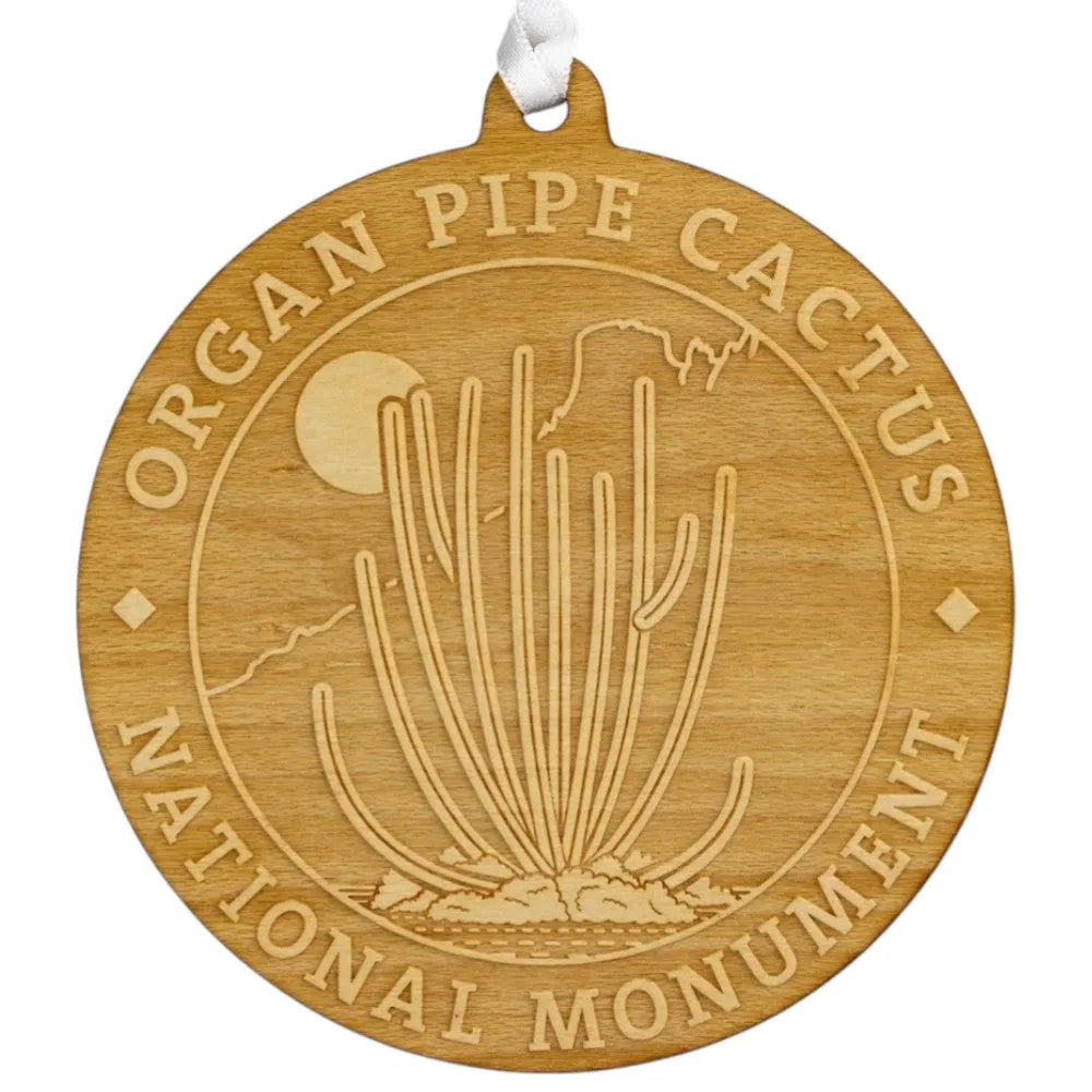 Organ Pipe Cactus National Monument Wood Ornament - Round Logo