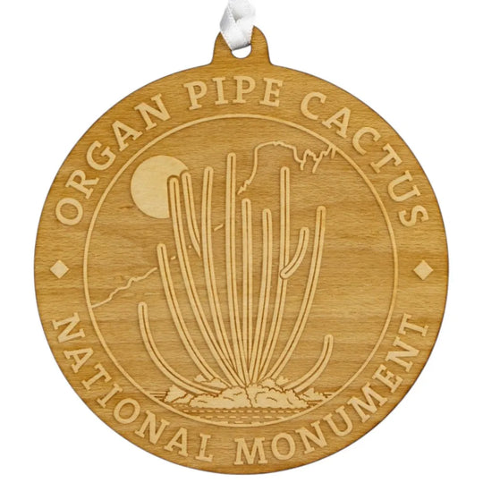Organ Pipe Cactus National Monument Wood Ornament - Round Logo