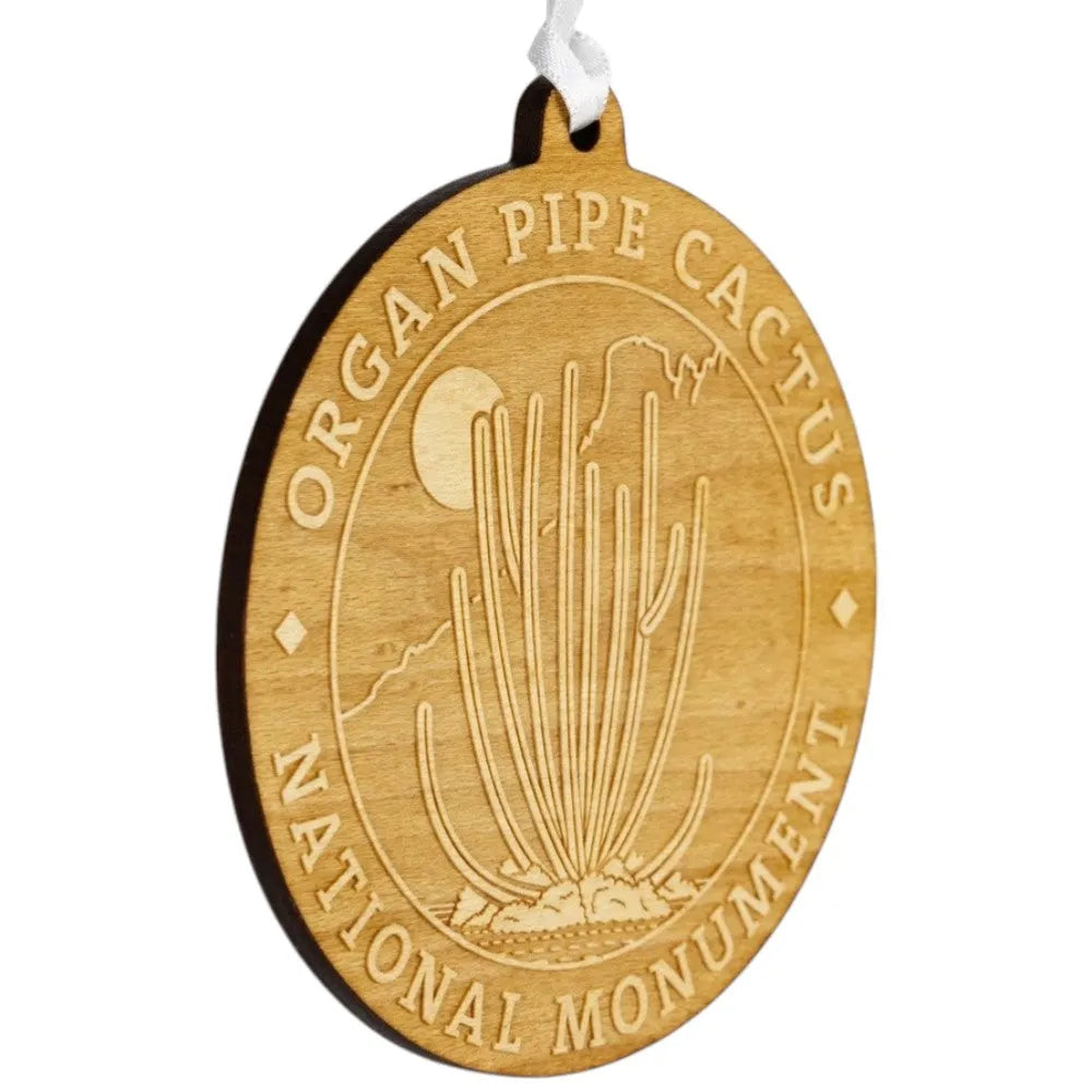 Organ Pipe Cactus National Monument Wood Ornament - Round Logo