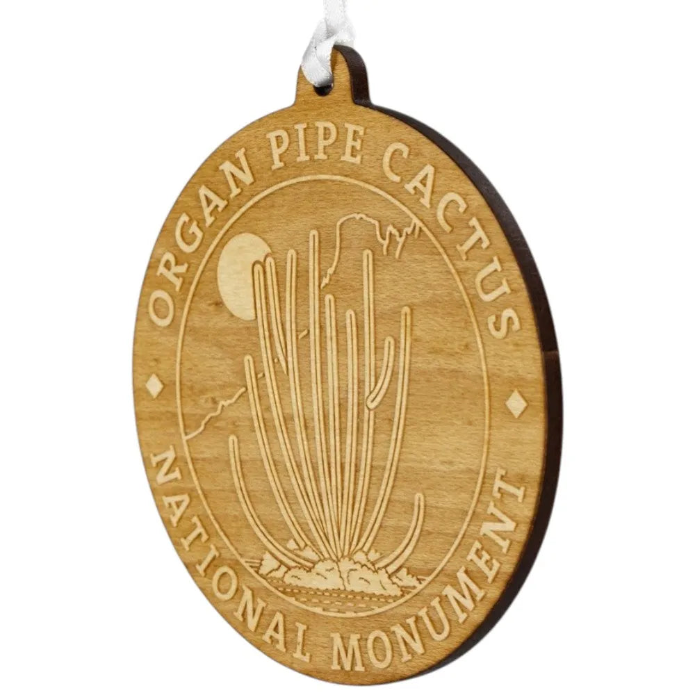 Organ Pipe Cactus National Monument Wood Ornament - Round Logo