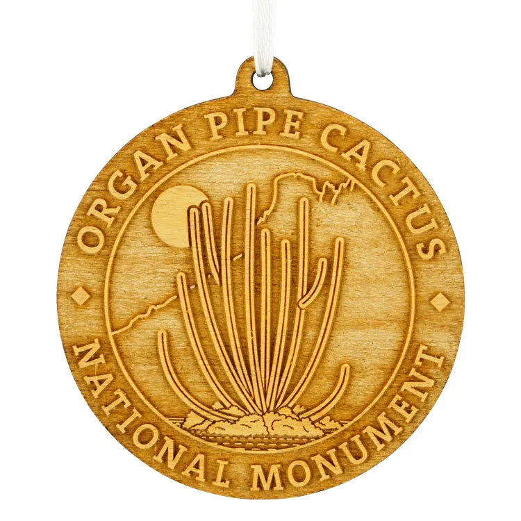 Organ Pipe Cactus National Monument Wood Ornament - Round Logo